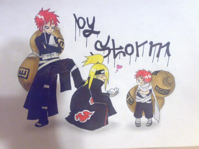 Gaara,Deidara+maly Gaara