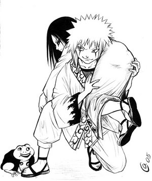 Young Jiraiya takes Orochimaru 