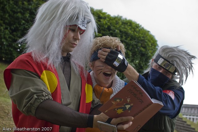 Jiraya, Naruto and Kakashi