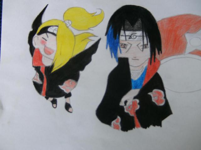 Dediadara and Itachi