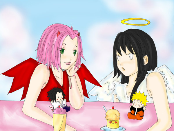 angel and devil hinata and sakura