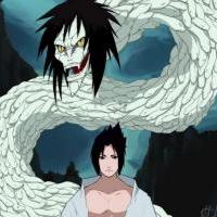 Sasuke a Orochimaru v podobě hada