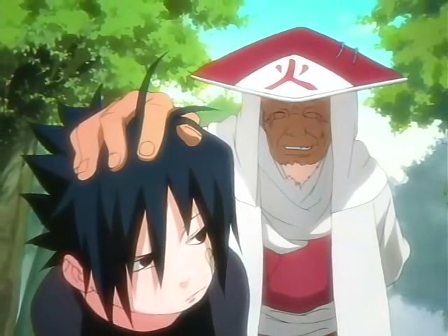 Mlady Sasuke se Sarutobim