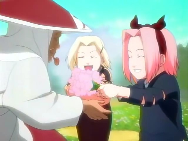 Sakura a Ino se Sarutobim