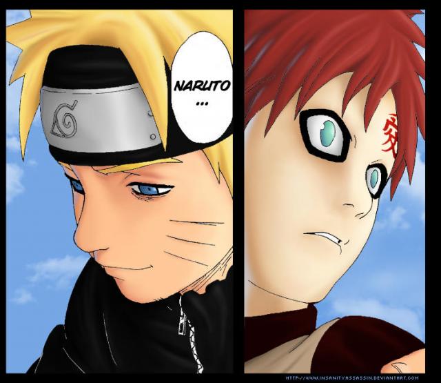 Naruto a Gaara (barevná manga)