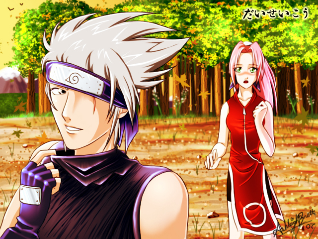 Kakashi bez masky a Sakura