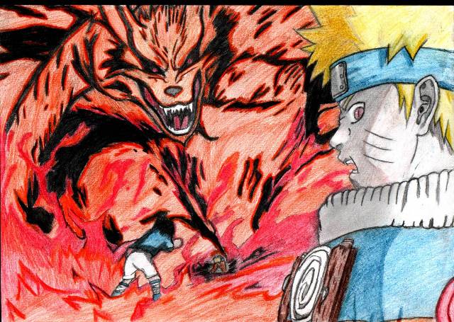 Naruto ( kyuubi ) vs Sasuke 