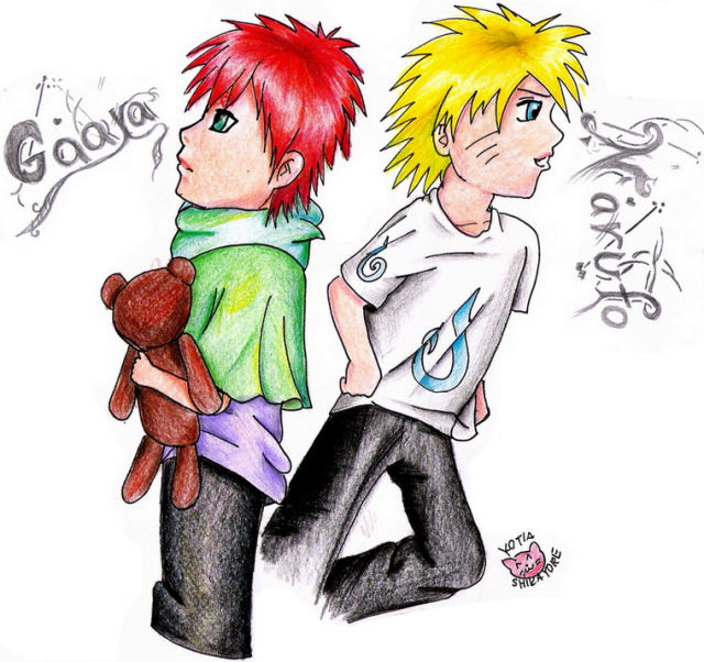 Little Naruto and Gaara